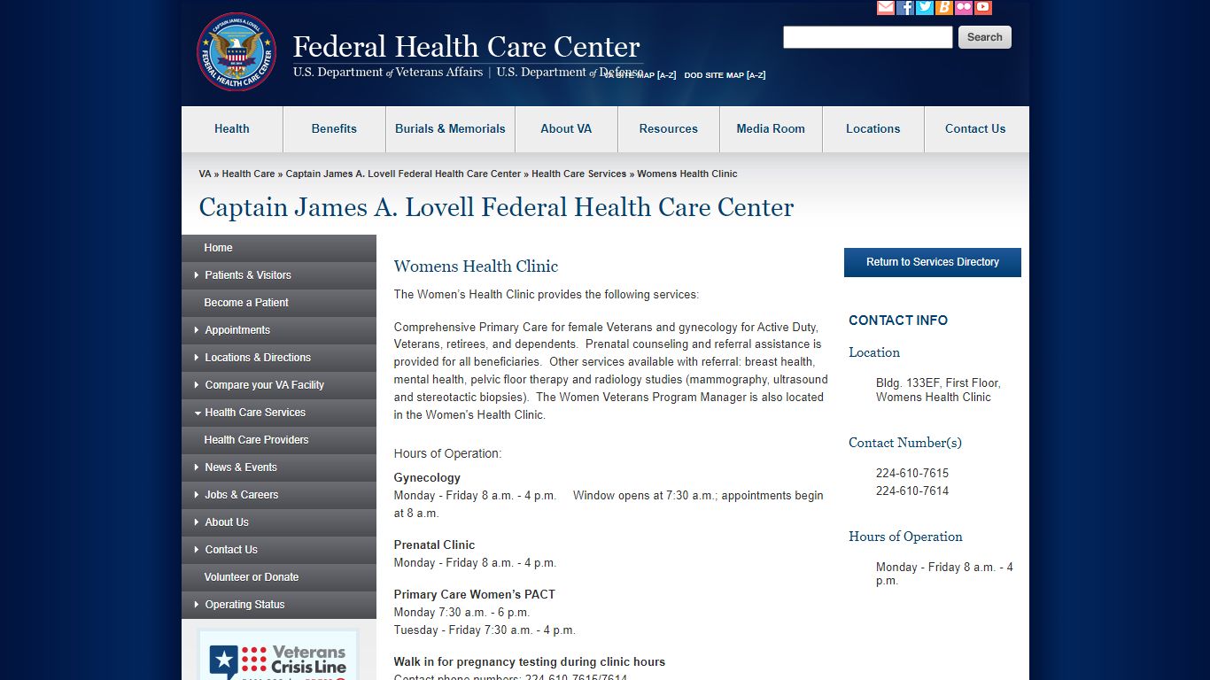 Womens Health Clinic - Captain James A. Lovell Federal Health Care Center